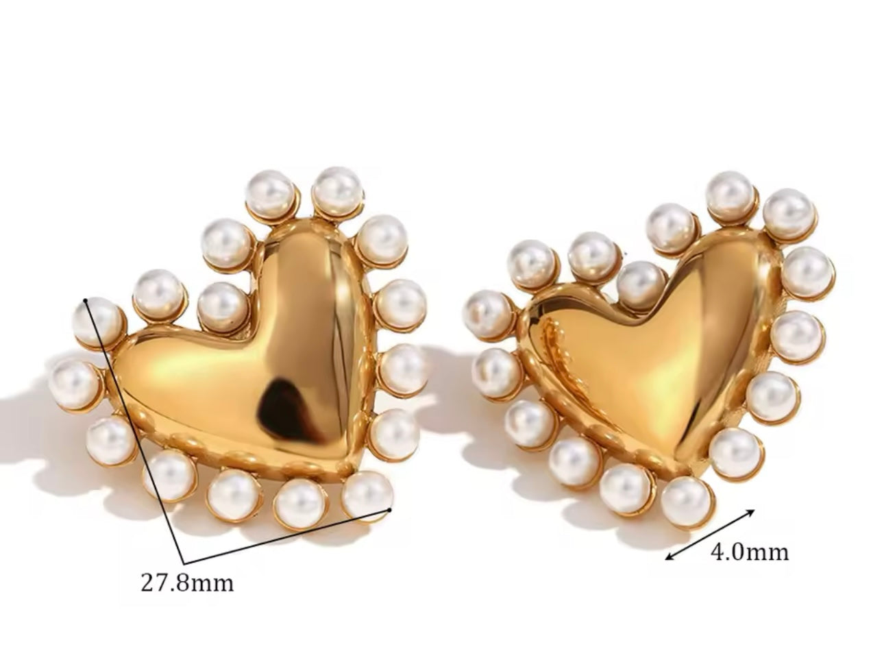 JOYERIA - Aretes de Corazón+Perlas