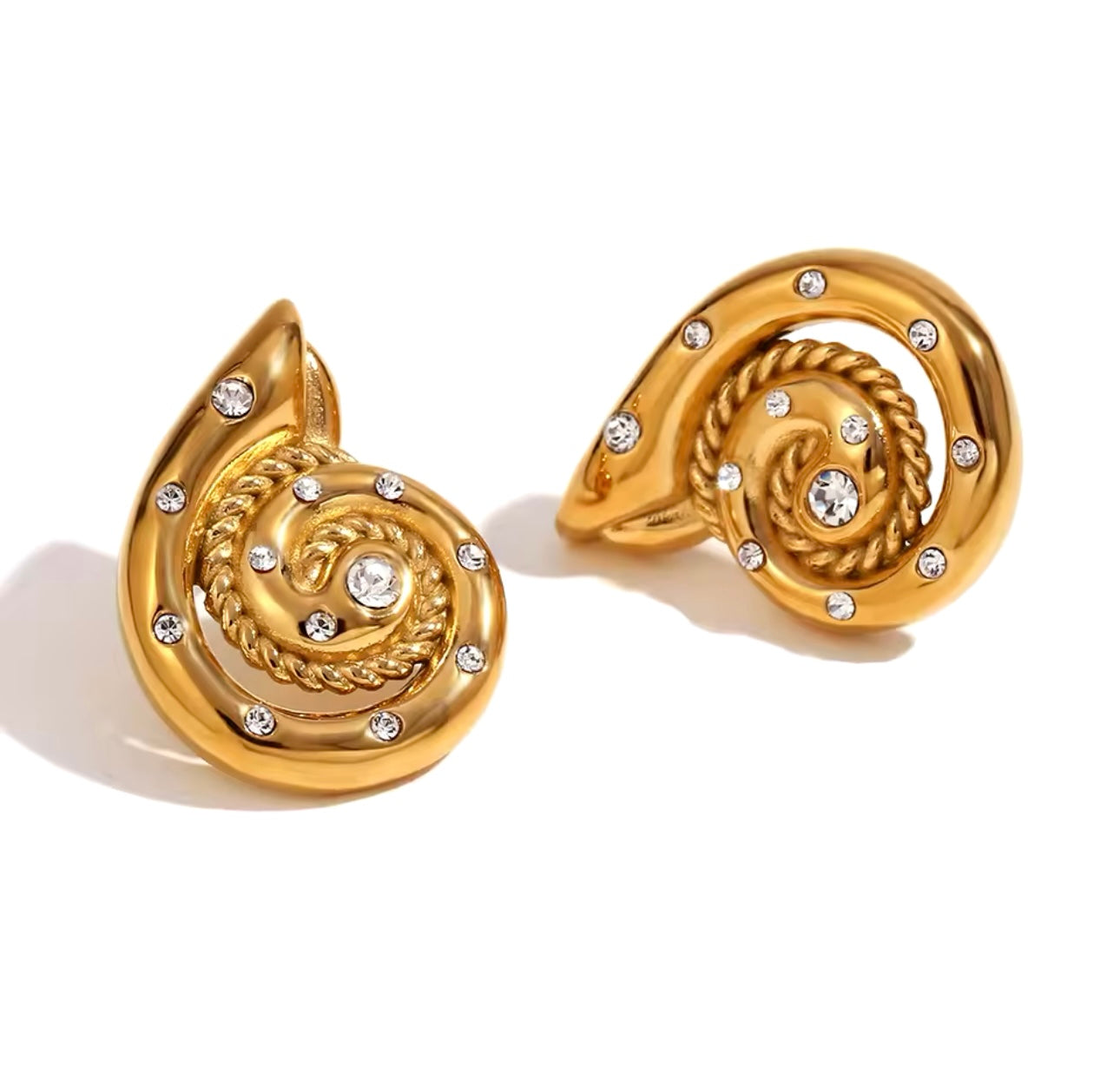 JOYERIA - Aretes de Caracol con Diamantes