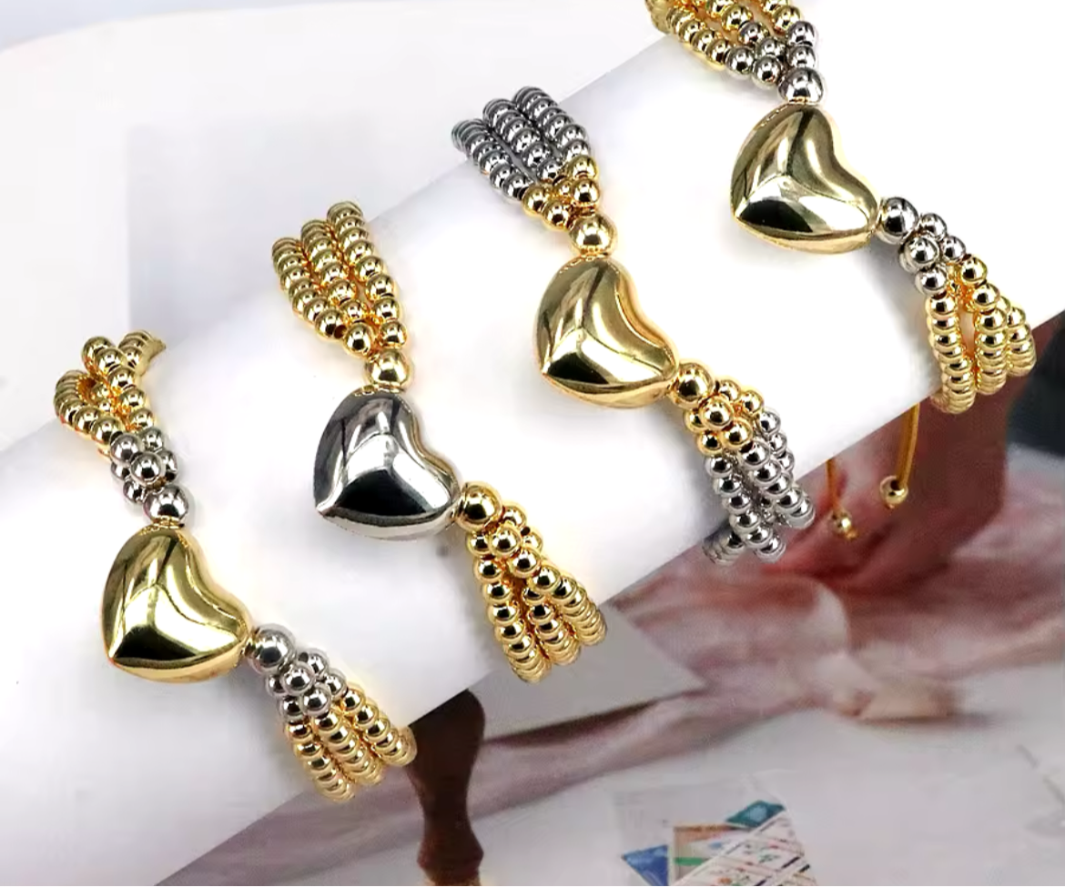 JOYERIA - Pulsera Corazón (Doble Tono) 1pc