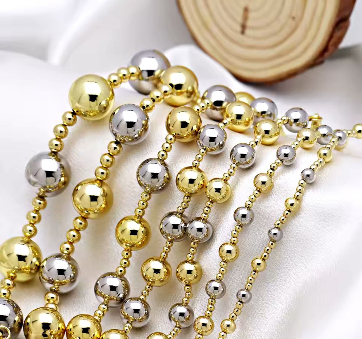 JOYERIA - Pulsera de Esferas Small 8mm (Doble Tono) 1pc