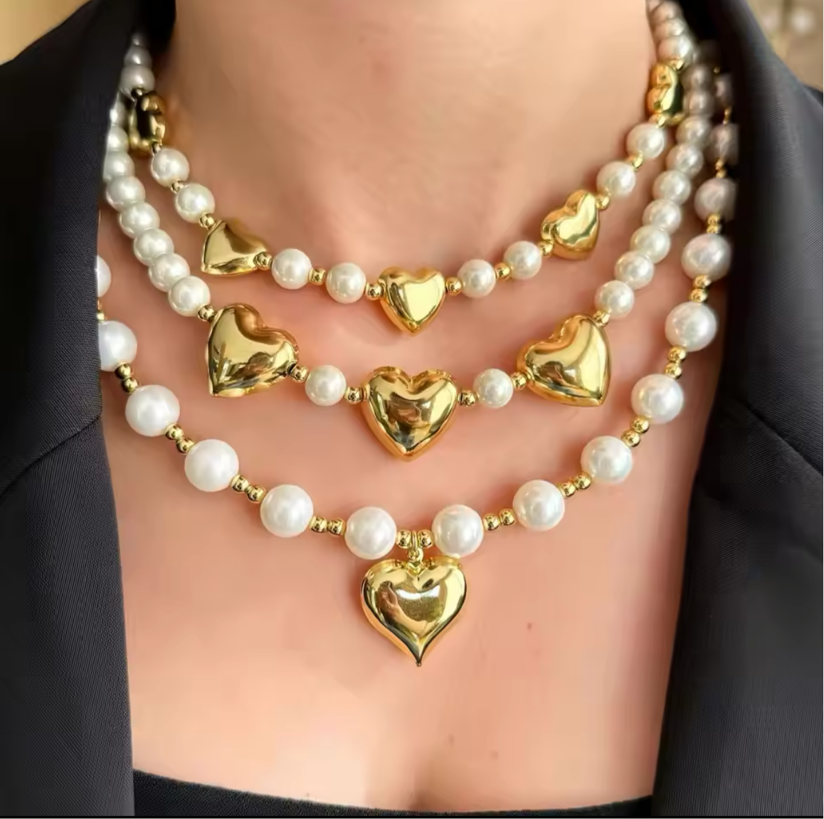 JOYERIA - Collar de 3 Corazones 1pc