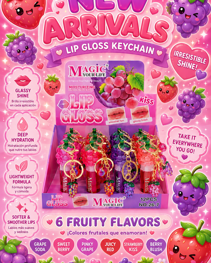 GIRLY’s - 3D Lipgloss de UVA con Llavero 🍇 (ph)