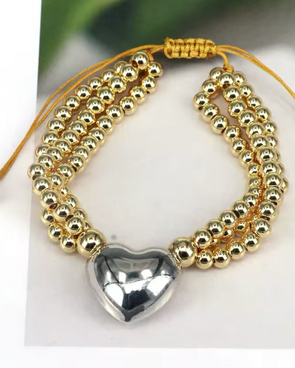 JOYERIA - Pulsera Corazón (Doble Tono) 1pc