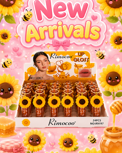 GIRLY’s - GLOSS CON LLAVERO DE GIRASOL CON ABEJA (GRANDE) 🌻🐝