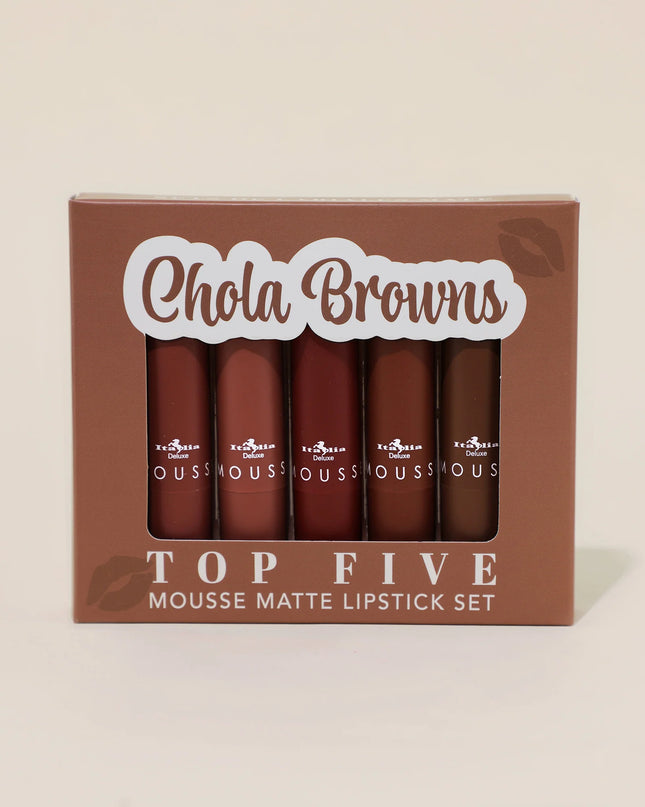 ITALIA DELUXE - CHOLA BROWNS TOP FIVE MOUSSE MATTE LIPSTICS SET 5PC