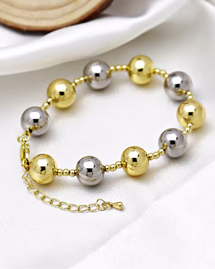 JOYERIA - Pulsera de Esfera Medium 14mm (Doble Tono) 1pc