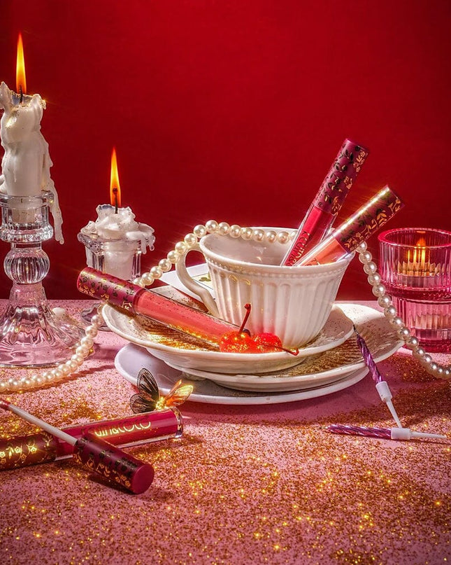 KEVIN & COCO - PINK FLOWERS NON STICK CUP LIP GLOSS 💄🌹