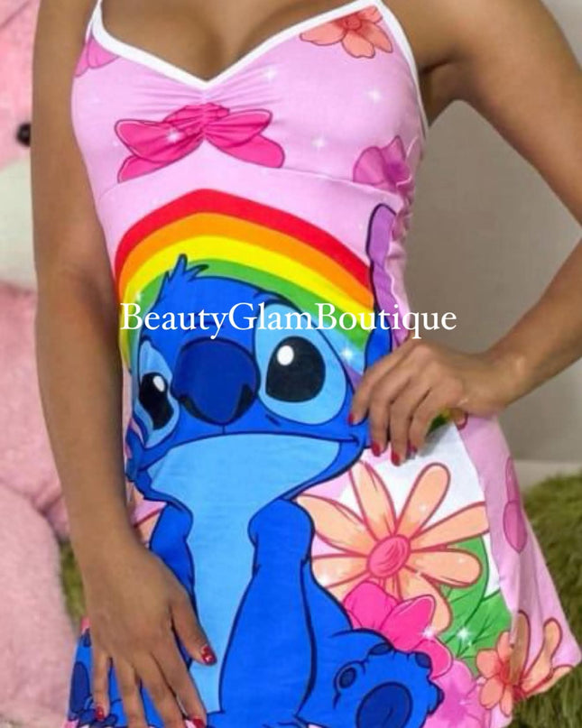 PIJAMA - ARCOÍRIS STITCHH BATA 🌈💙