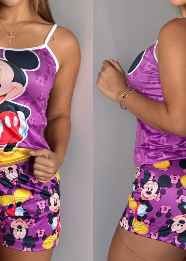 PIJAMA - MICKEYY PURPLE PANTALÓN CORTO 💟