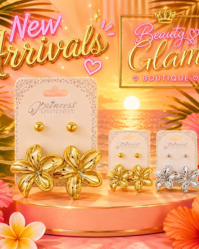 JOYERÍA FASHION - ARETES FLOR BLOSSOM Set de 2pc