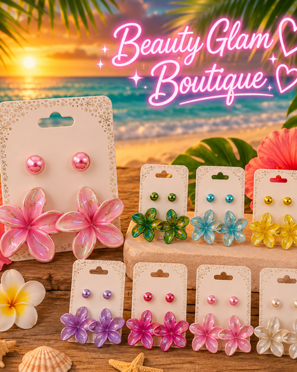 JOYERÍA FASHION - FLOR BLOSSOM CON COLORES Set de 2pc