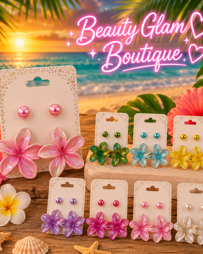 JOYERÍA FASHION - FLOR BLOSSOM CON COLORES Set de 2pc