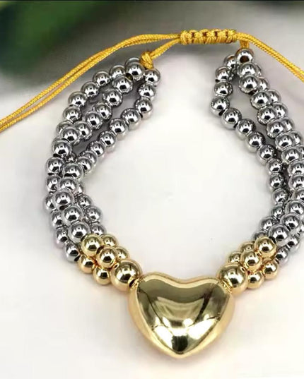JOYERIA - Pulsera Corazón (Doble Tono) 1pc