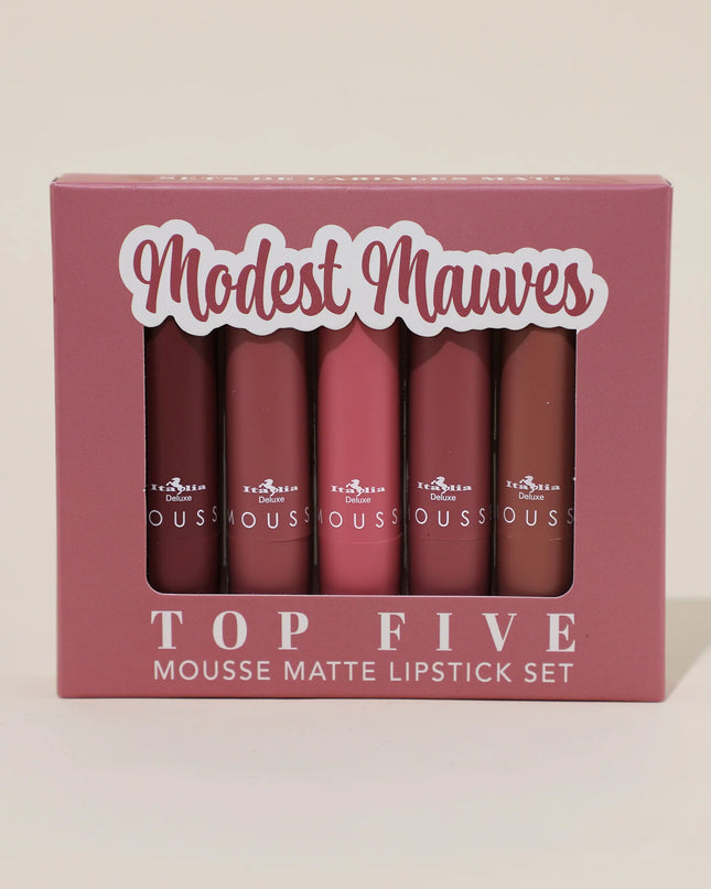 ITALIA DELUXE - MAUVES TOP FIVE MOUSSE MATTE LIPSTICS SET 5PC