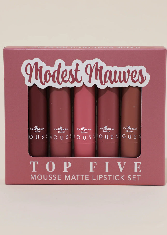 ITALIA DELUXE - MAUVES TOP FIVE MOUSSE MATTE LIPSTICS SET 5PC