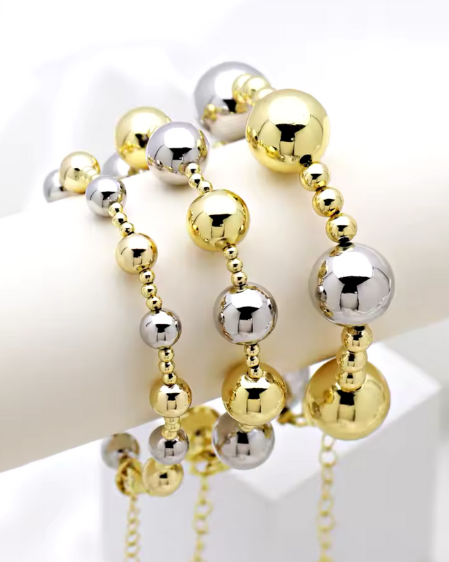JOYERIA - Pulsera de Esferas Small 8mm (Doble Tono) 1pc