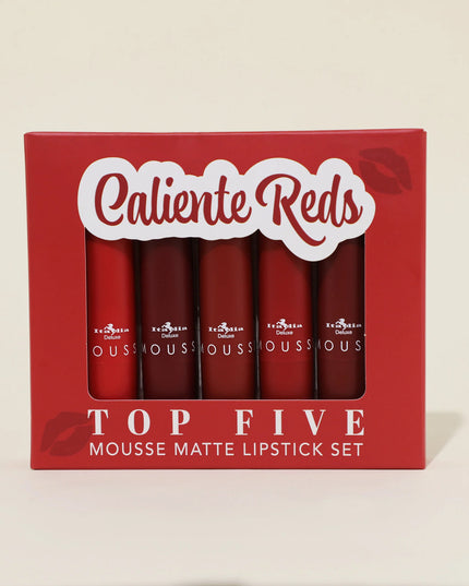ITALIA DELUXE - CALIENTE REDS TOP FIVE MOUSSE MATTE LIPSTICS SET 5PC