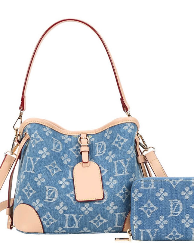 BAG INSPIRED LOUIS VUI-TTON WITH WALLET (LIGHT BLUE) / SIZE MEDIUM - STYLE #2A