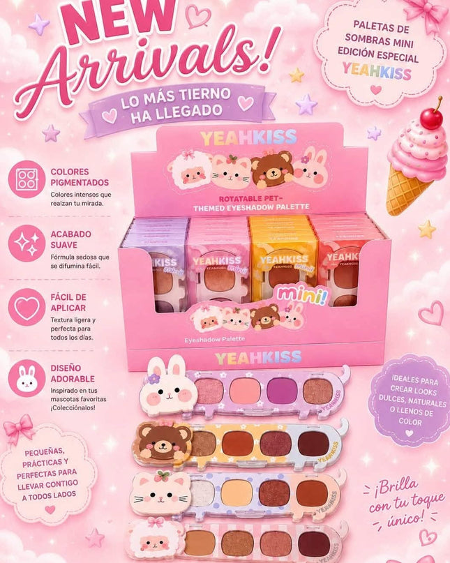 GIRLY’s - PALETAS DE SOMBRAS ANIMALITOS DE GRANJA (ALTA PIGMENTACIÓN) 🐰🐻🐱