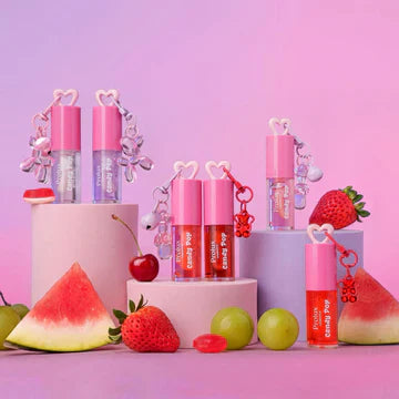 PROLUX - LIP GLOSS CANDY POP FRUTALES CON LLAVERO DE PERRITO 🍉🍓🍇