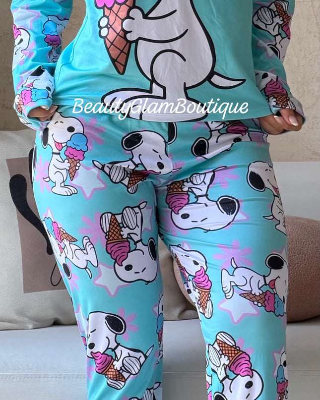 PIJAMA - SNO•PPY HELADO PANTALÓN LARGO 🍦🩵