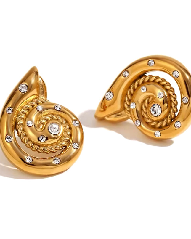 JOYERIA - Aretes de Caracol con Diamantes