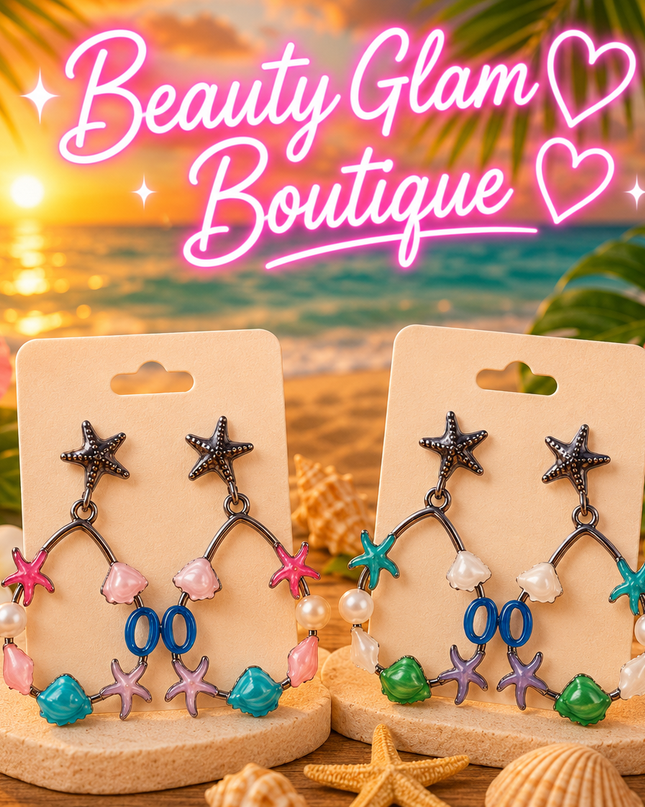 JOYERÍA FASHION - ARETES GOTAS DE ESTRELLAS Y CONCHAS