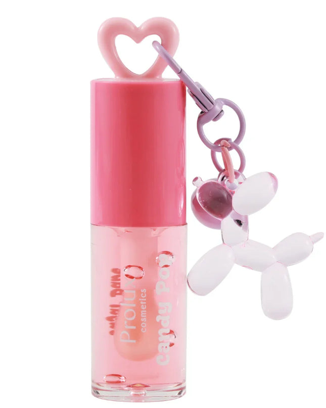 PROLUX - LIP GLOSS CANDY POP FRUTALES CON LLAVERO DE PERRITO 🍉🍓🍇