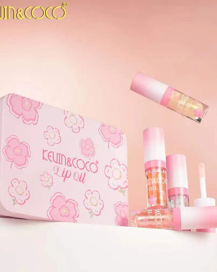KEVIN & COCO - Set of 4pc Lip Oil & Gloss Metal Case