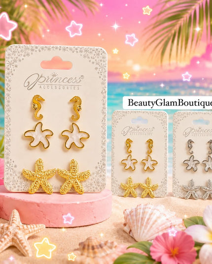 JOYERÍA FASHION - ARETES DE MAR Set de 3pcs