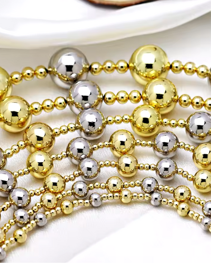 JOYERIA - Pulsera de Esfera Medium 14mm (Doble Tono) 1pc