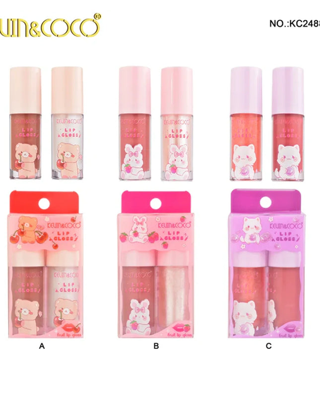 KEVIN & COCO - Fruit Bear Lipgloss Set 2pc 🐻🍓
