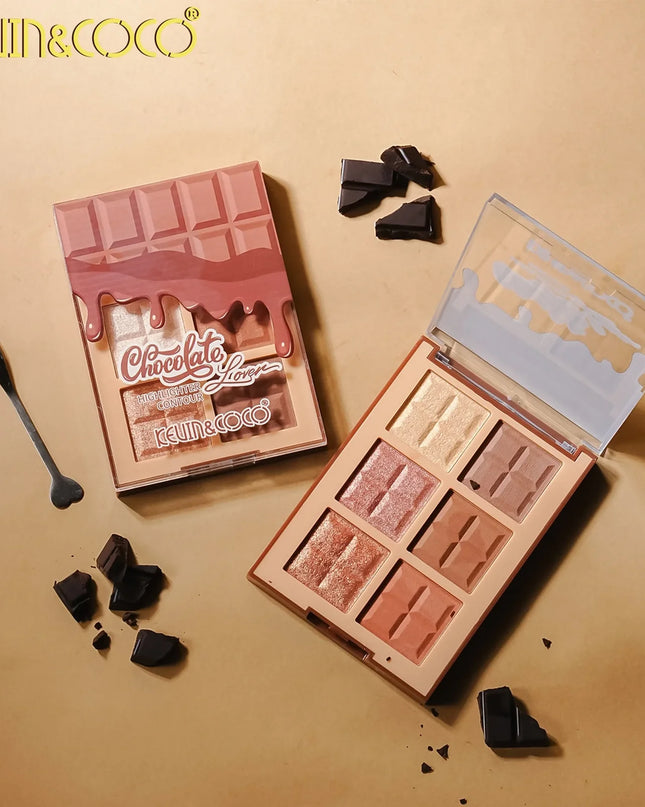 KEVIN AND COCO - PALETA CHOCOLATE DE ILUMINADORES Y CONTORNOS (ALTA PIGMENTACIÓN) 🍫✨