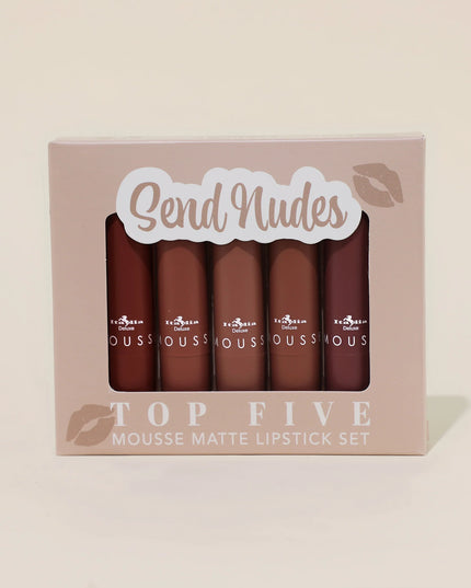 ITALIA DELUXE - NUDES TOP FIVE MOUSSE MATTE LIPSTICS SET 5PC