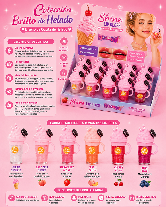 GIRLY’s - ICE CREAM LIPGLOSS DE BRILLO OREO 🩷🍦🍪✨