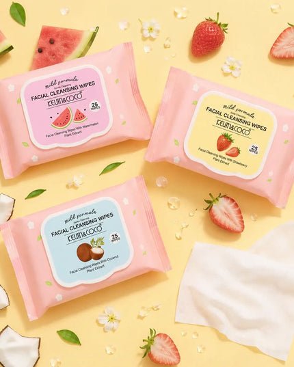 KEVIN & COCO - LIMPIADORA FACIAL CON FORMULA DE LECHE / WIPES 25pcs 🍉🍓🥥