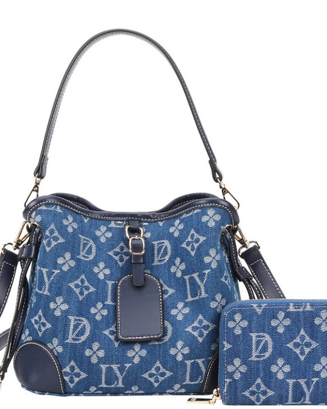 BAG INSPIRED LOUIS VUI-TTON WITH WALLET (BLUE DARK) / SIZE MEDIUM - STYLE #1A