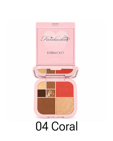 KEVIN AND COCO - PALETA DE ROSTRO COMPLETA (SOMBRAS, ILUMINADOR, CONTOUR Y BLUSH) C/ESPEJO