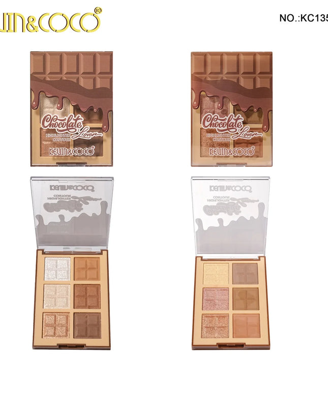 KEVIN AND COCO - PALETA CHOCOLATE DE ILUMINADORES Y CONTORNOS (ALTA PIGMENTACIÓN) 🍫✨