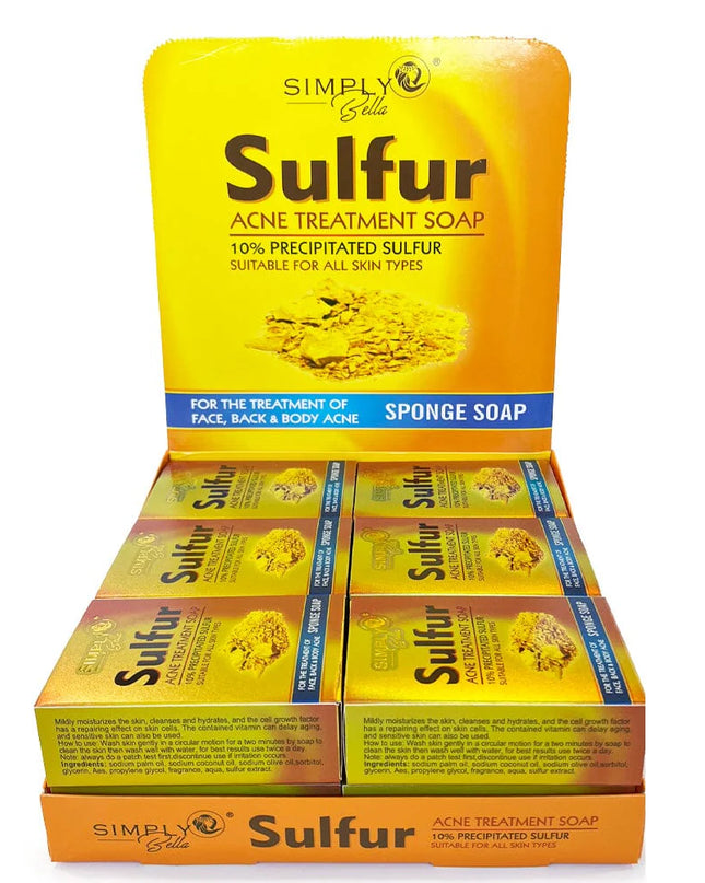 SIMPLY BELLA - SULFUR ACNE TREATMENT SOAP WITH SPONGE 🧼