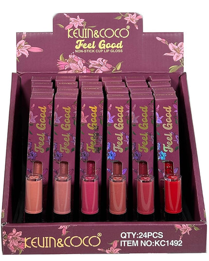 KEVIN & COCO - PINK FLOWERS NON STICK CUP LIP GLOSS 💄🌹