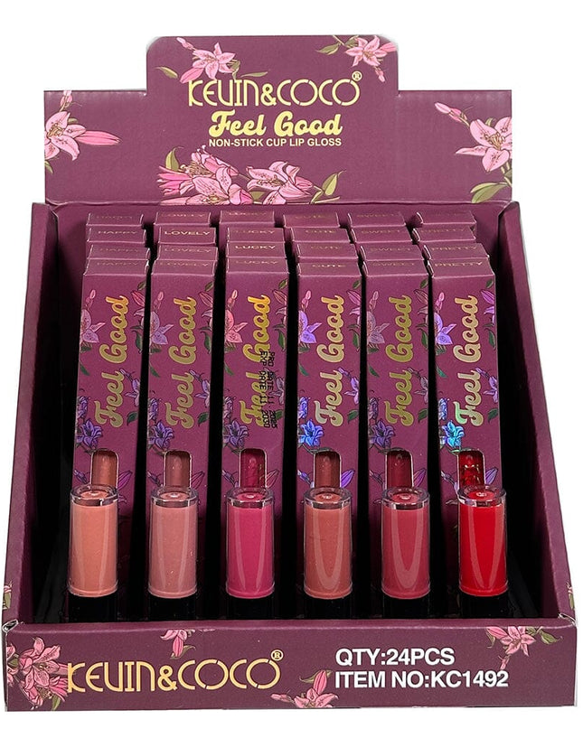 KEVIN & COCO - PINK FLOWERS NON STICK CUP LIP GLOSS 💄🌹