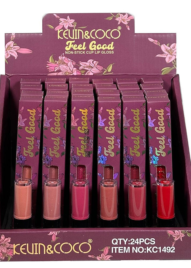 KEVIN & COCO - PINK FLOWERS NON STICK CUP LIP GLOSS 💄🌹