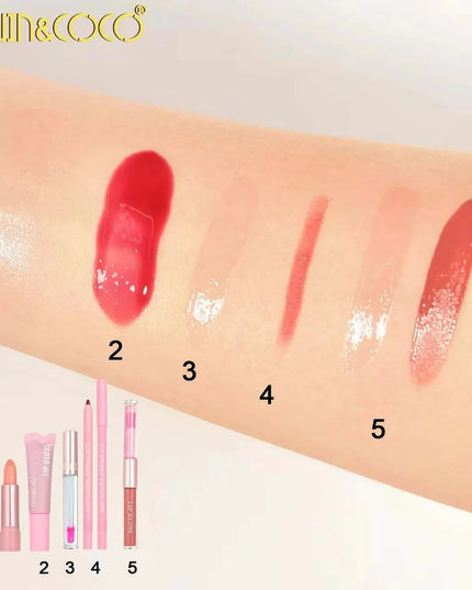 KEVIN AND COCO - KIT LIPSTICK, LIPGLOSS C/SHEA BUTTER, LIP LINER, LIP OIL Y DUO GLOSS (5pcs)✨🔥
