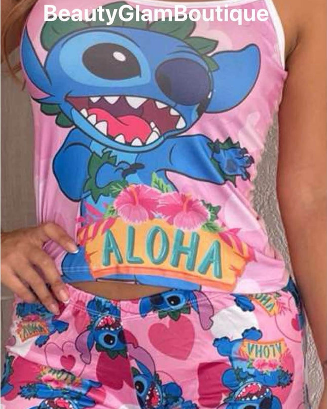 PIJAMA - PINK ALOHA PANTALÓN CORTO 🌸
