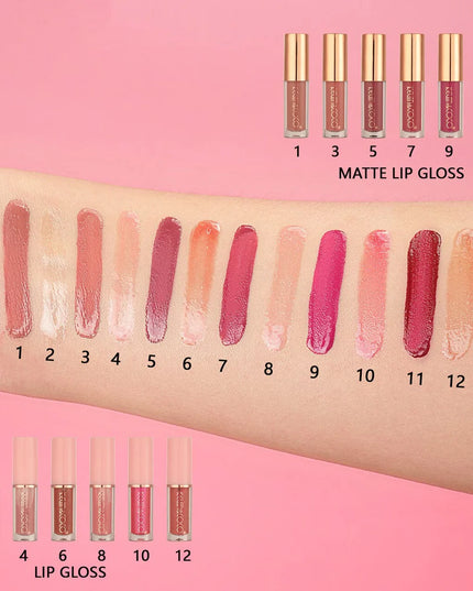 KEVIN & COCO - SET DE 12 LABIALES (MATTE/GLOSS)