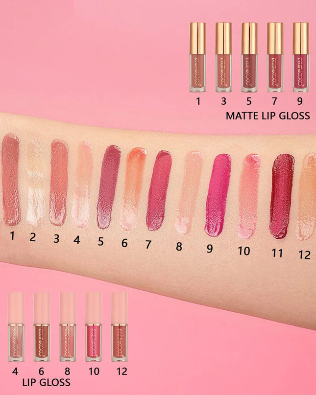 KEVIN & COCO - SET DE 12 LABIALES (MATTE/GLOSS)