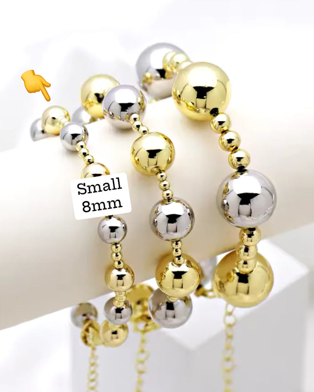 JOYERIA - Pulsera de Esferas Small 8mm (Doble Tono) 1pc