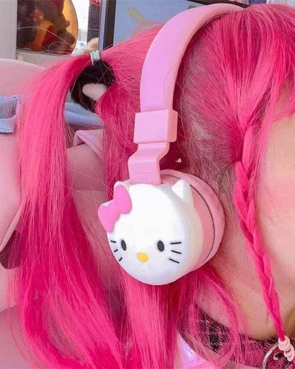 HEADPHONES - H/KITTY WIRELESS, CALLS, BLUETOOTH W/CHARGER 🎧🐱🩷