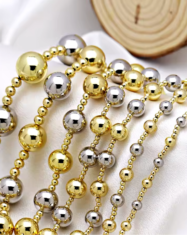 JOYERIA - Pulsera de Esferas Small 8mm (Doble Tono) 1pc
